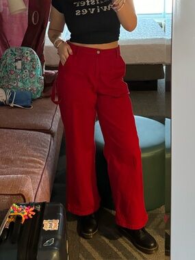 red cargo pants